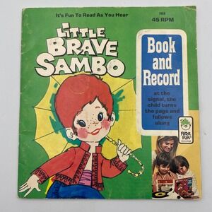 Vintage 1971‎ Peter Pan Records Little Brave Sambo Book and 7 Inch 45 RPM Record